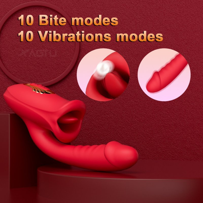 Vibromasseur Double Action – 10 Vibrations & 10 Mouvements de Langue