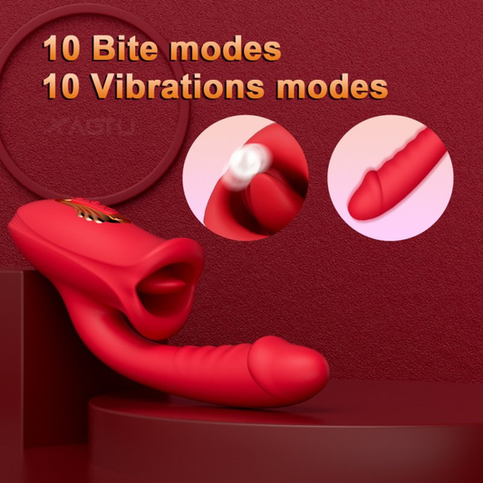 Vibromasseur Double Action – 10 Vibrations & 10 Mouvements de Langue