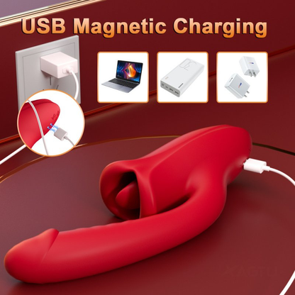 Vibromasseur Double Action – 10 Vibrations & 10 Mouvements de Langue